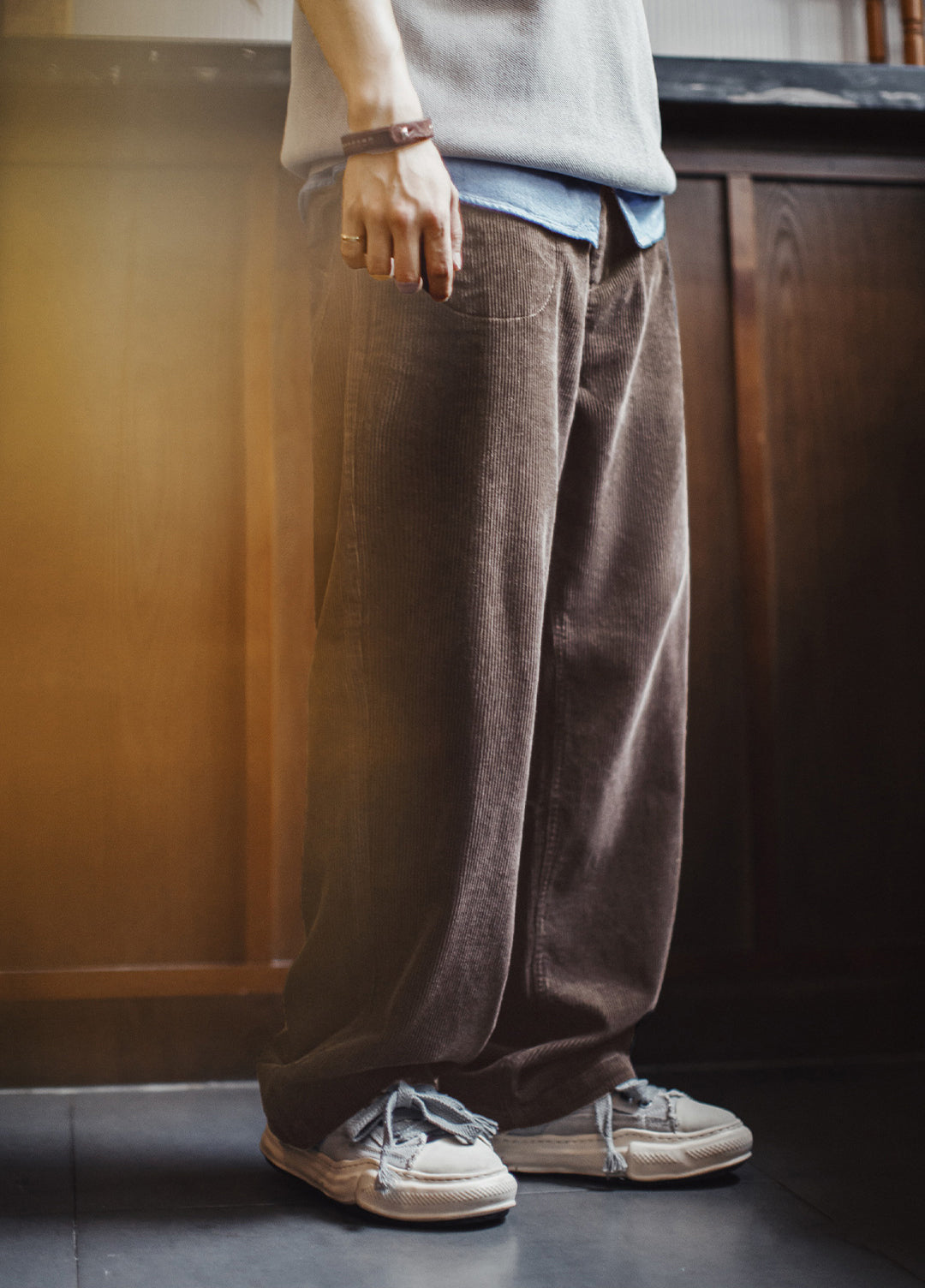 American Retro Corduroy Thickened Straight Leg Wide-Leg Daily Men's Trousers