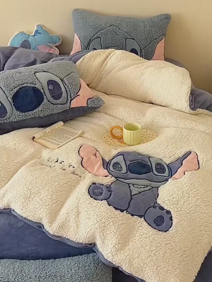Aranyos mosott pamut Disney Stitch négyrészes ágyszett