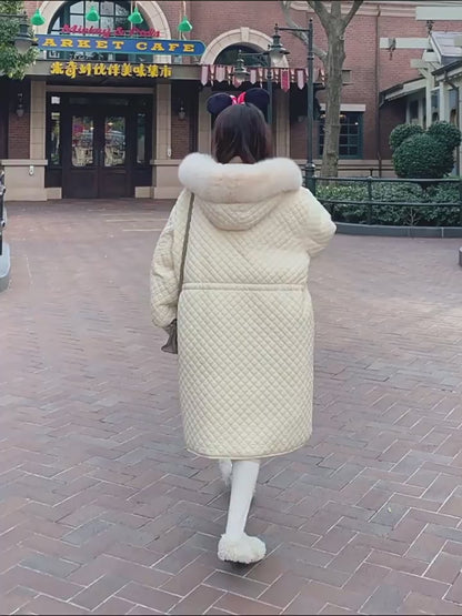 Cappotto da donna in cotone di media lunghezza di fascia alta ispessito invernale con diamanti