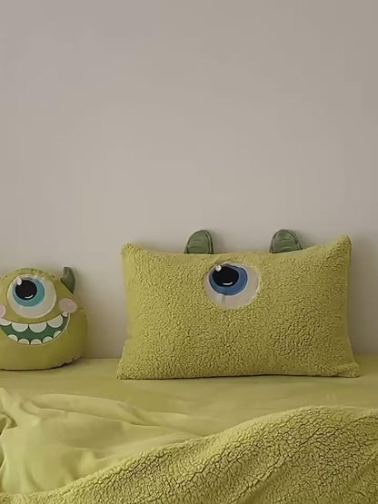 Juego de cama de cuatro piezas de algodón lavado con ojos grandes de Disney Monsters University
