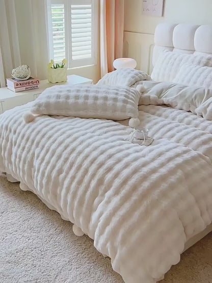 Princess Fairy Rabbit Double-Sided Plush Velvet Winter Four-Piece Bed Set