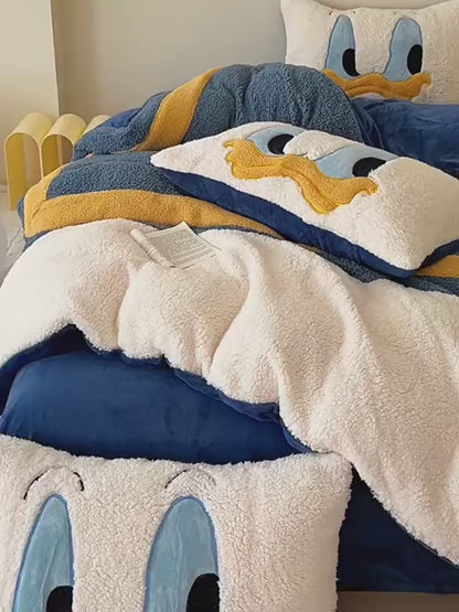 Зимний комплект постельного белья из утолщенного бархатного флиса из четырех предметов Disney