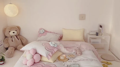 Princess Style Super Soft Floral Washed Cotton Four-Piece Bed Set