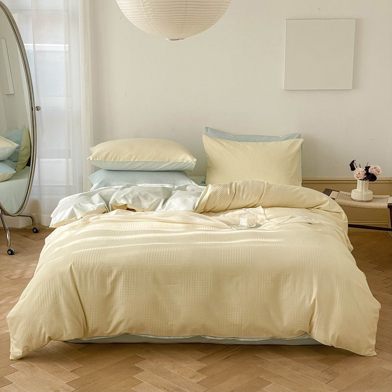 Milk Waffle Four-Piece Pure Cotton High-Quality Bed Set - Harmony Gallery