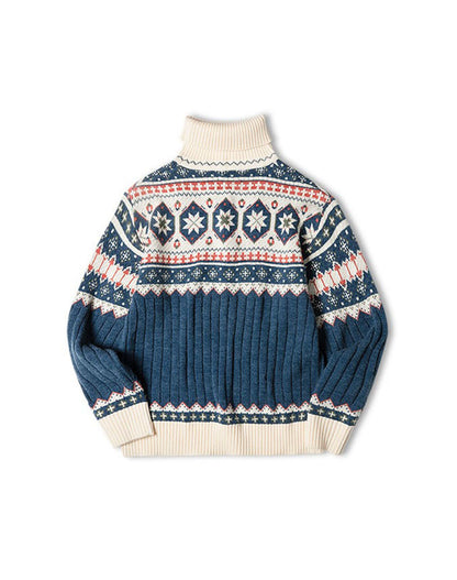 Workwear Retro Fair Isle Jacquard Warm Men's Sweater