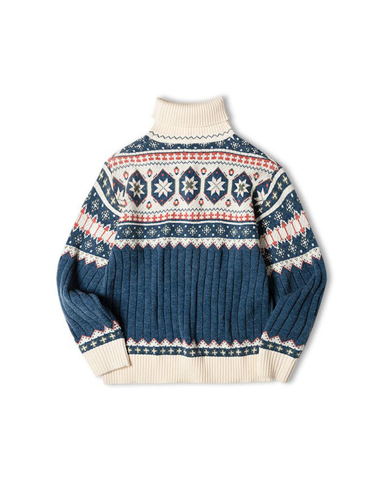 Workwear Retro Fair Isle Jacquard Warm Men's Sweater - Harmony Gallery