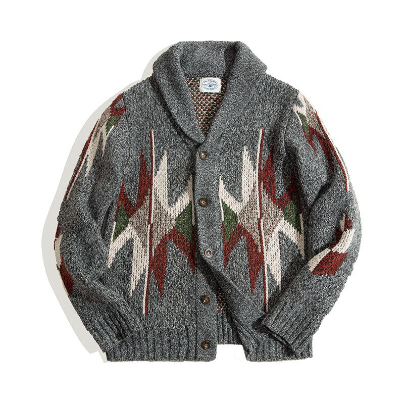 American Retro Indian Cardigan Knitted Men's Jacket - Harmony Gallery
