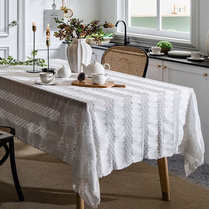 White Literary Lace Living Room Dining Tablecloths