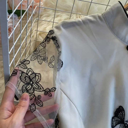 Retro Embroidery Trendy Butterfly Short Sleeved Women's Dress