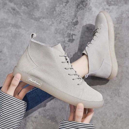 Mori Retro High-Top Frosted Leather Women's Shoes - Harmony Gallery