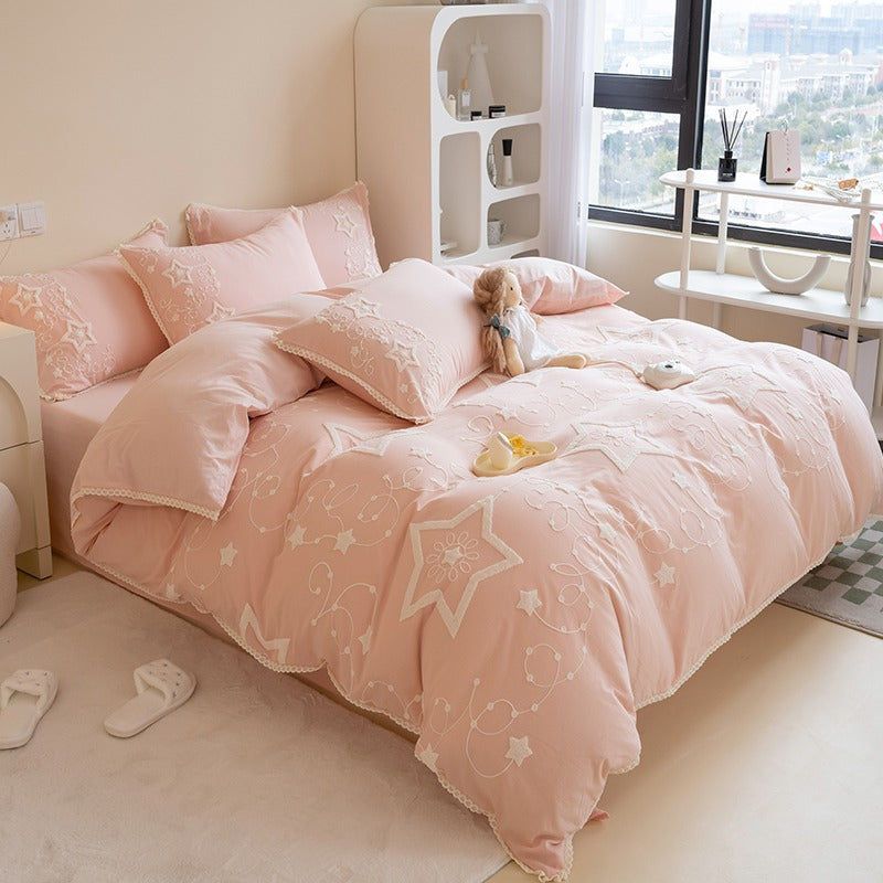 Light Luxury Cotton Four-Piece Set Fresh Princess Bed Sheet