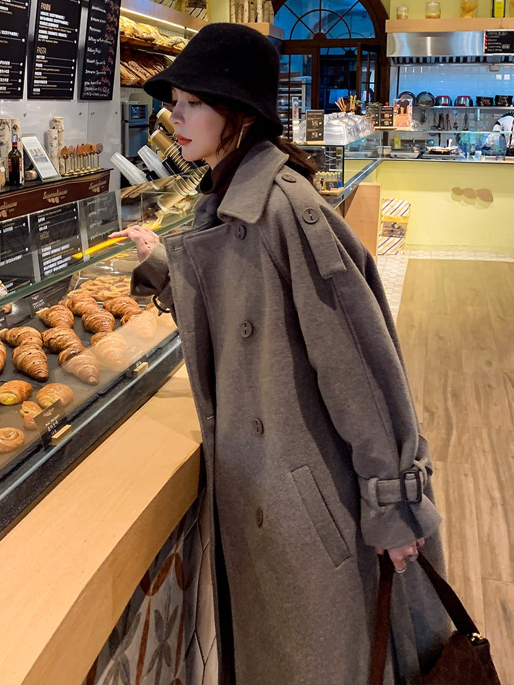 Hepburn Style High-End Fashion Woolen Women's Coat - Harmony Gallery