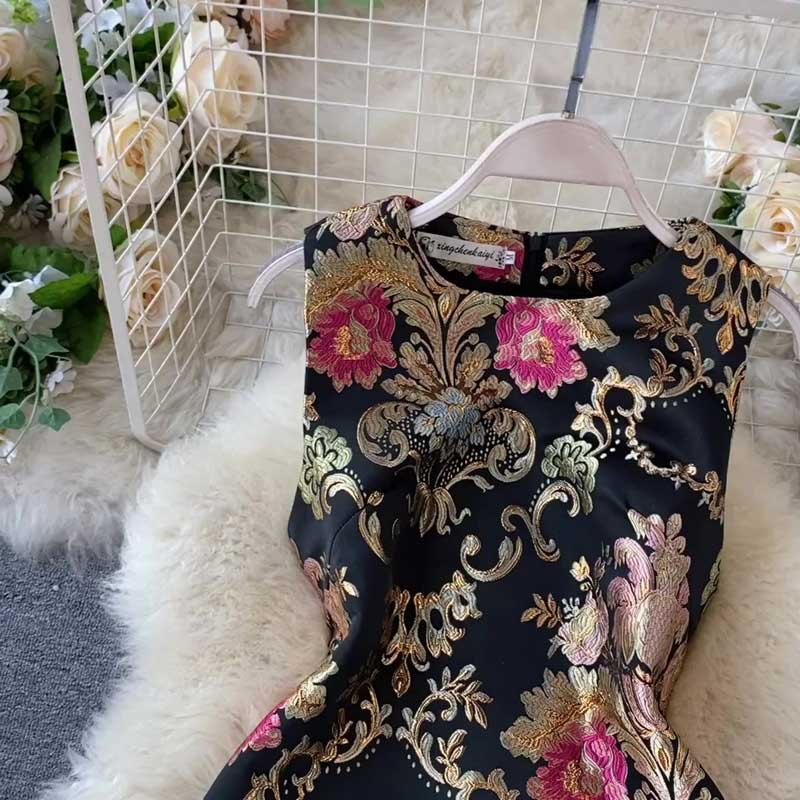 Adorable Luxury Embroidery Jacquard Women's Dress - Harmony Gallery