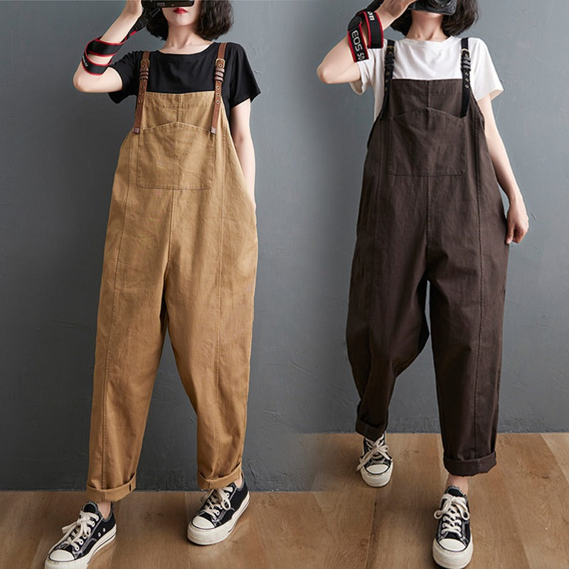 Solid Color Crotch Casual Women's Overall - Harmony Gallery