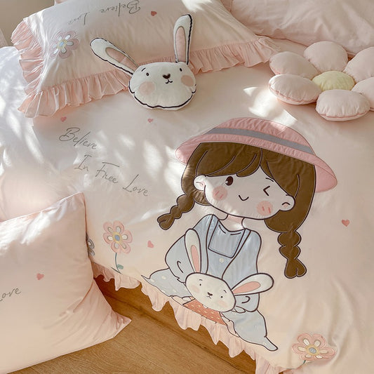 Girl's Heart Cute Lola Girl Cotton Four-Piece Bed Set - Harmony Gallery