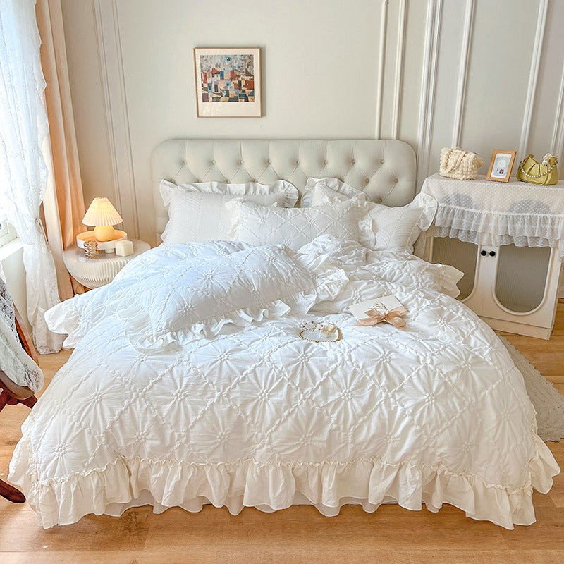 French Princess Washed Cotton Four-Piece Bed Set