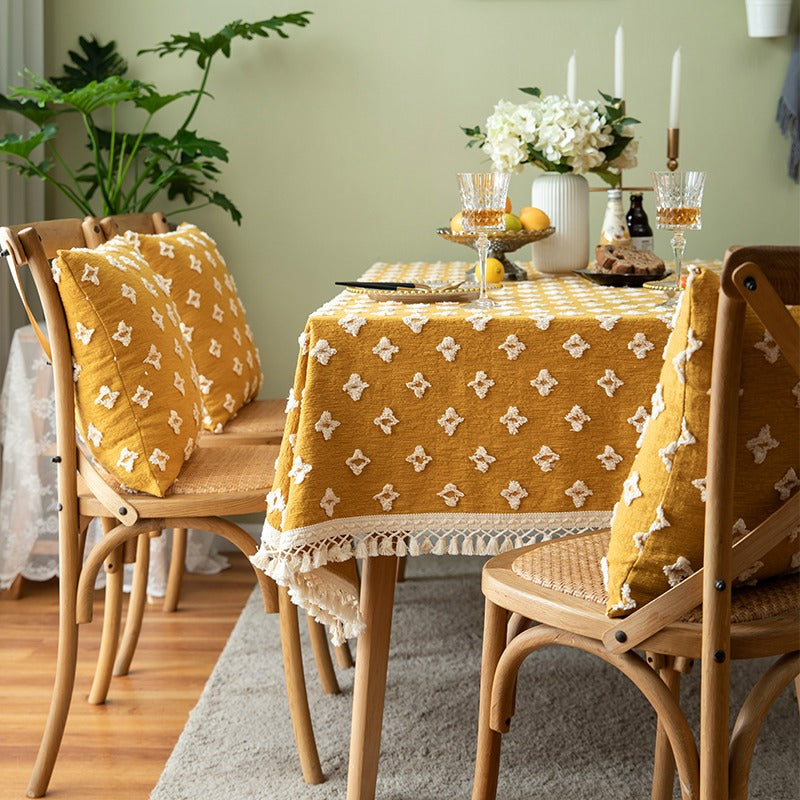 Floral Yellow Nordic Fresh Rectangular Dining Tablecloths - Harmony Gallery