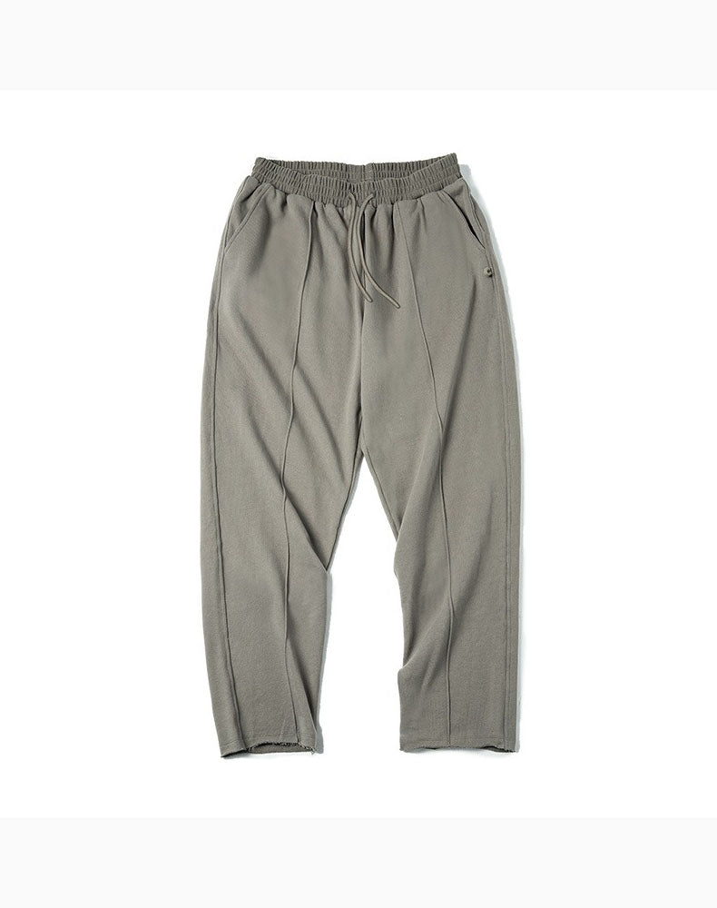 Retro Tapered Knit Stretch Gray Drape Casual Men's Trousers - Harmony Gallery