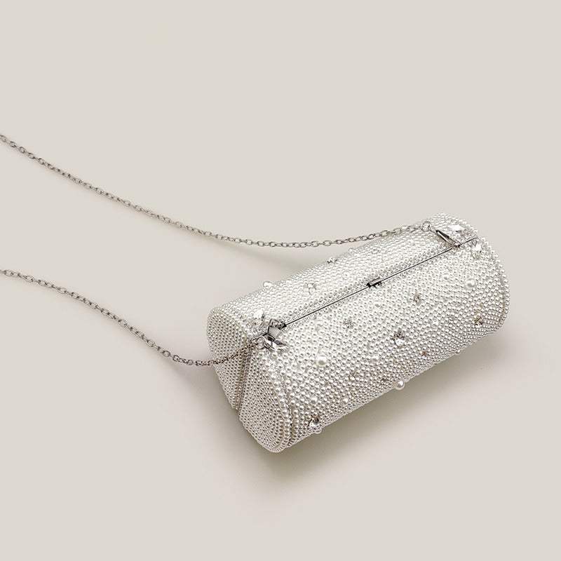 Rhinestone Pearl Cylinder French High-End Clutch Bag - Harmony Gallery