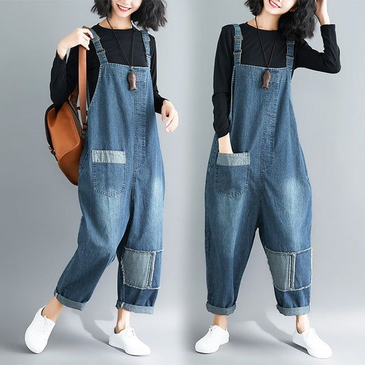 Ripped Patch Literary Retro Harlan Women's Overall