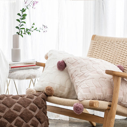 Embroidered Pompon Living Room Sofa Cushion