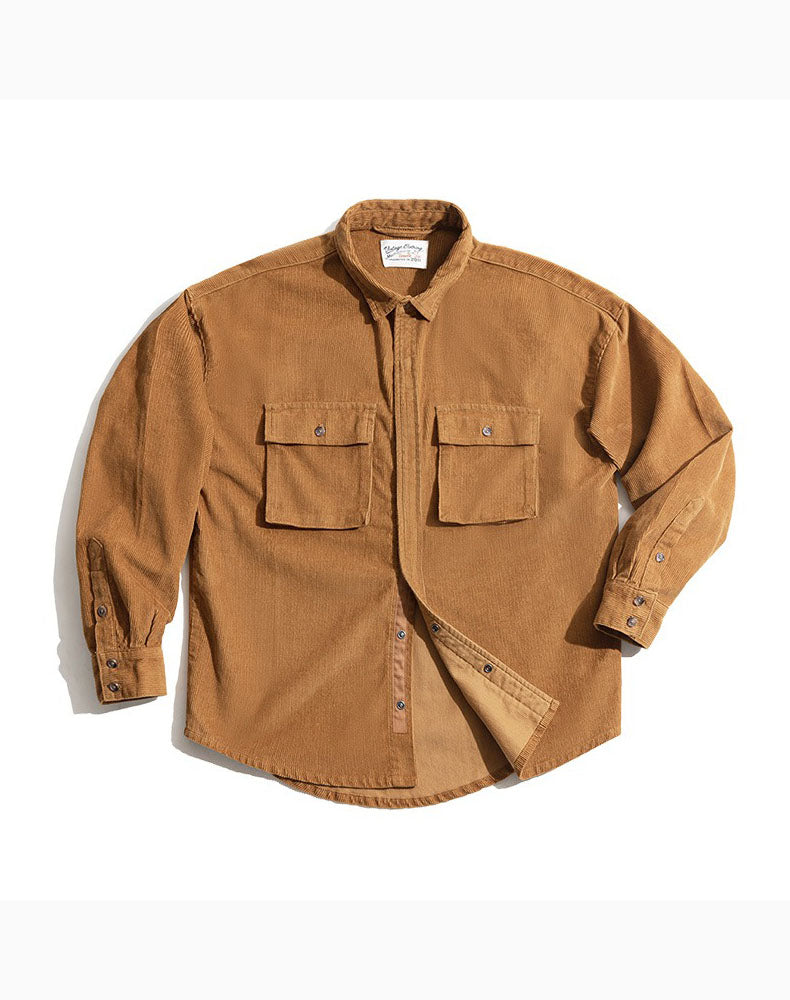 Retro Loose Casual Lapel Corduroy Jacket Men's Shirt