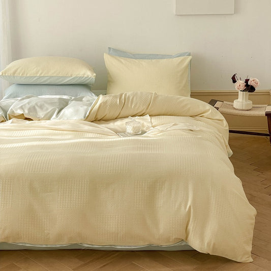 Milk Waffle Four-Piece Pure Cotton High-Quality Bed Set - Harmony Gallery