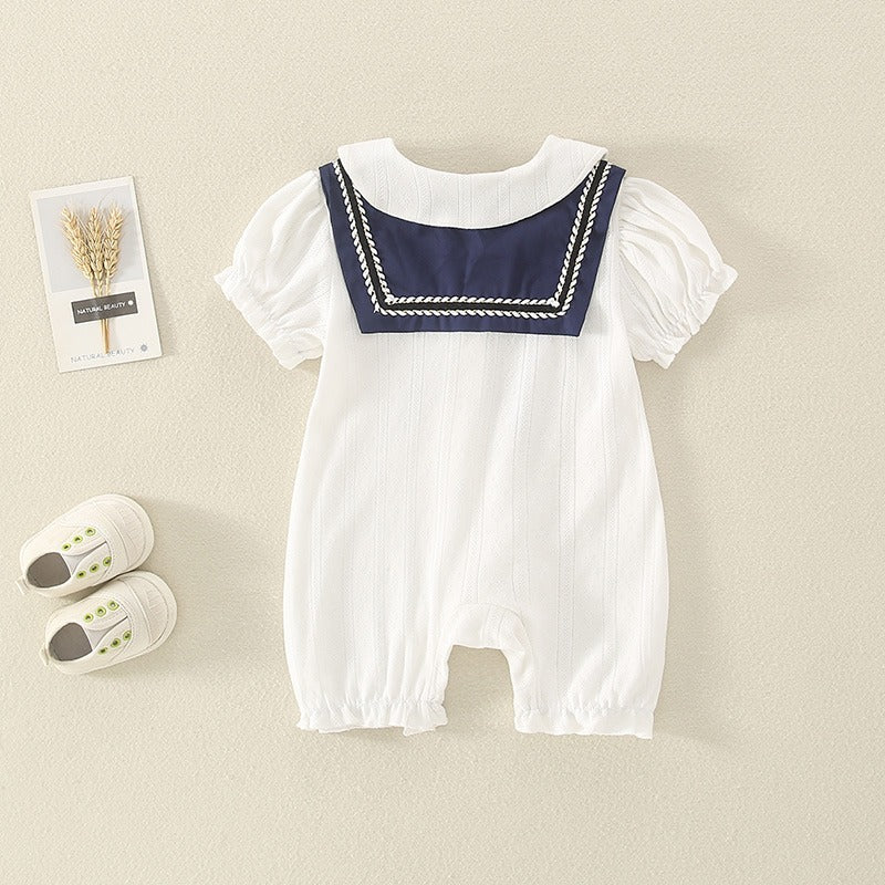 Summer Navy Style Jumpsuit Thin Cotton Baby Girl's Romper - Harmony Gallery