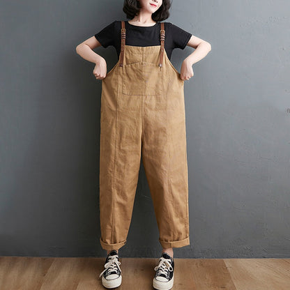 Solid Color Crotch Casual Women's Overall