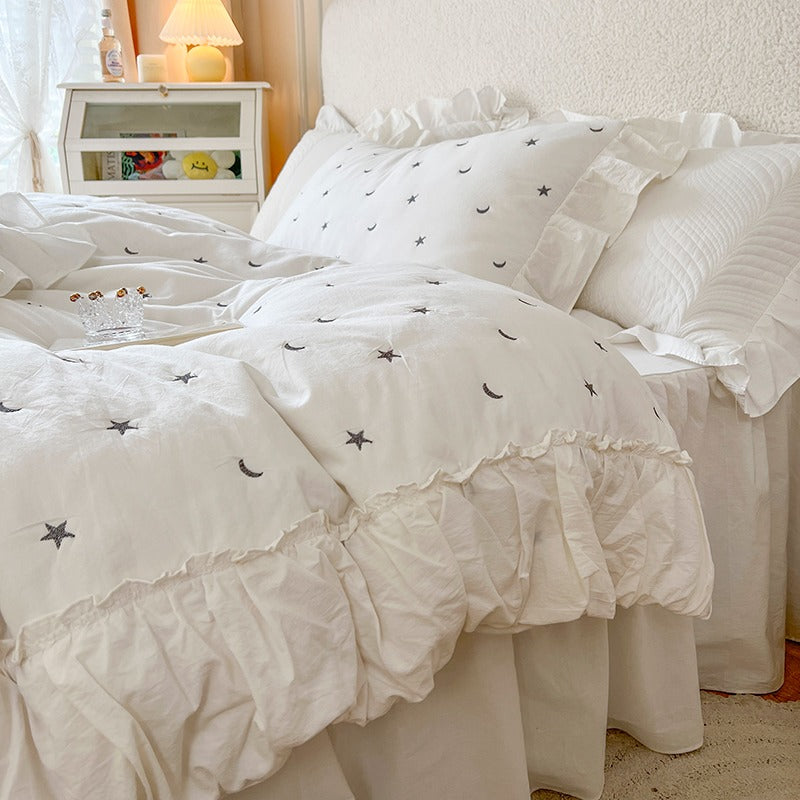 Star & Moon Washed Cotton Four-Piece Bed Set - Harmony Gallery