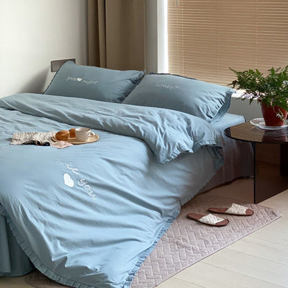 Pure Cotton Edge Simple Solid Color Four-Piece Bed Set