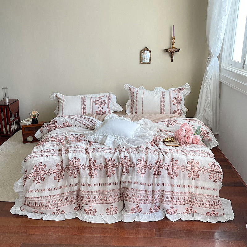 Nordic Washed Cotton Four-Piece Skin-Friendly Bed Set - Harmony Gallery