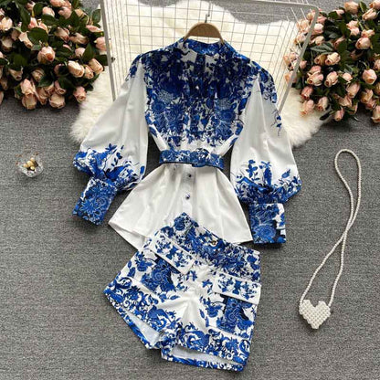 Palace Style Temperament Retro Printed Women's Suits