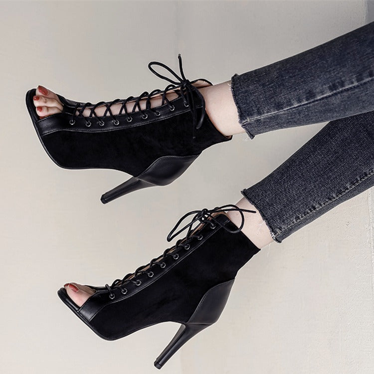 Dance Shoe Model 189-234-155| black velvet multicolour | lace-up shoe -  with splite sole | 3,7cm heel | Ballroom Tango Salsa Latin -  Tanzschuhe-Diamant.de