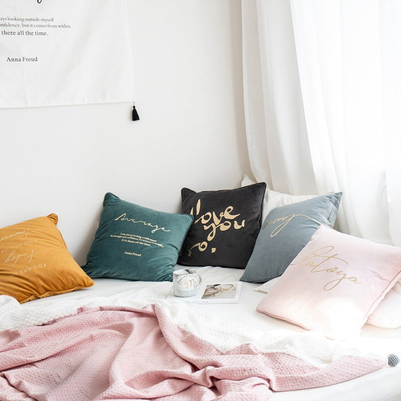 Light Luxury Nordic Velvet Living Room Lumbar Cushion - Harmony Gallery