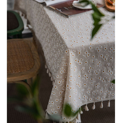 Floral Cotton Daisy Household Rectangular Dining Tablecloths