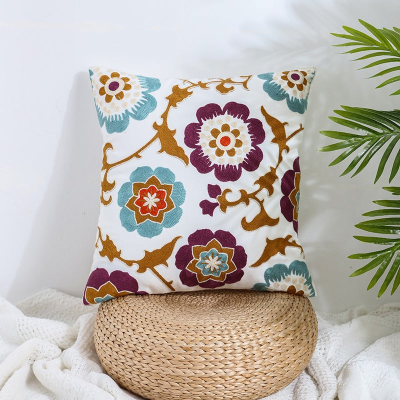 American Embroidery Cotton Living Room Sofa Cushion