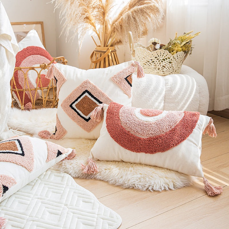 Embroidery Pink Rainbow Living Room Sofa Cushion - Harmony Gallery