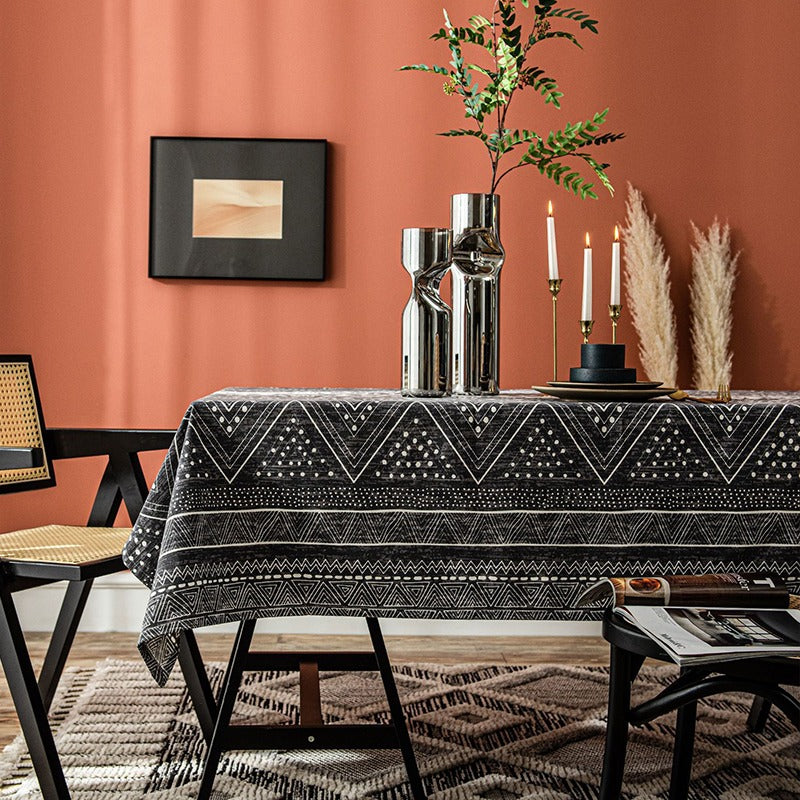 Retro Ethnic Cotton Black Living Room Coffee Tablecloths