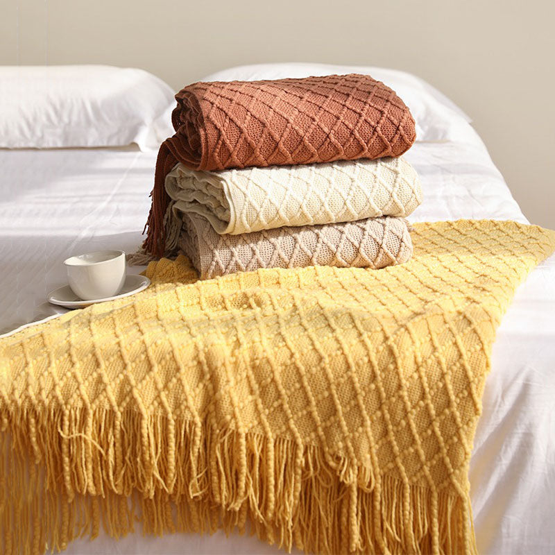 Four Seasons Knitted Bedroom Decorative Sofa Blanket - Harmony Gallery