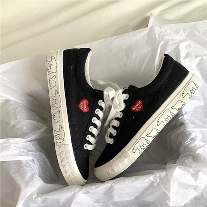 Casual Love Embroidery Graffiti Canvas Women's Shoes