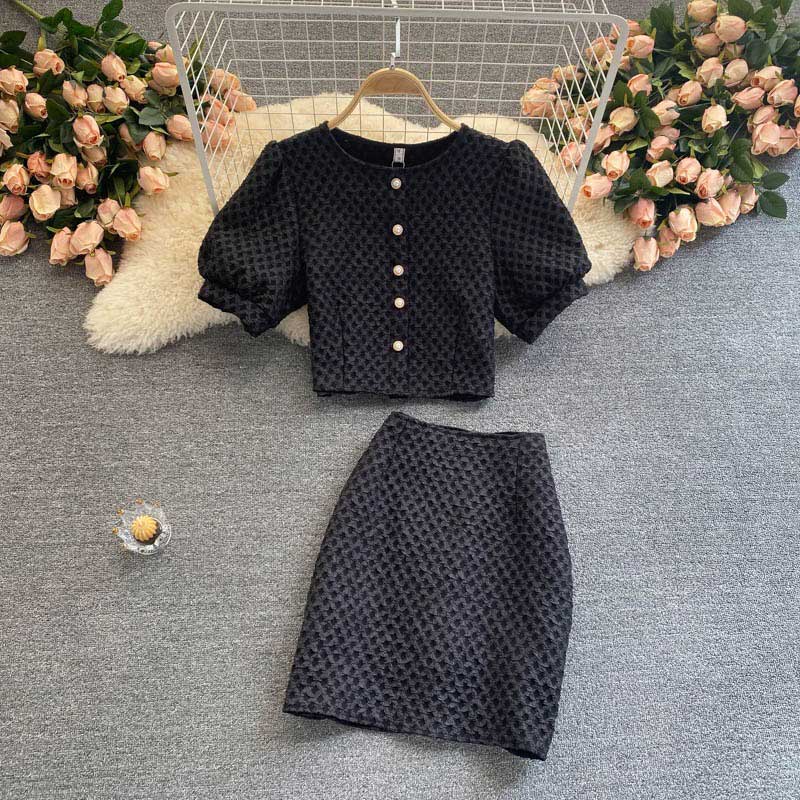 Celebrity Foreign Style Puff Sleeve High Waist Skirt Women's Suit - Harmony Gallery