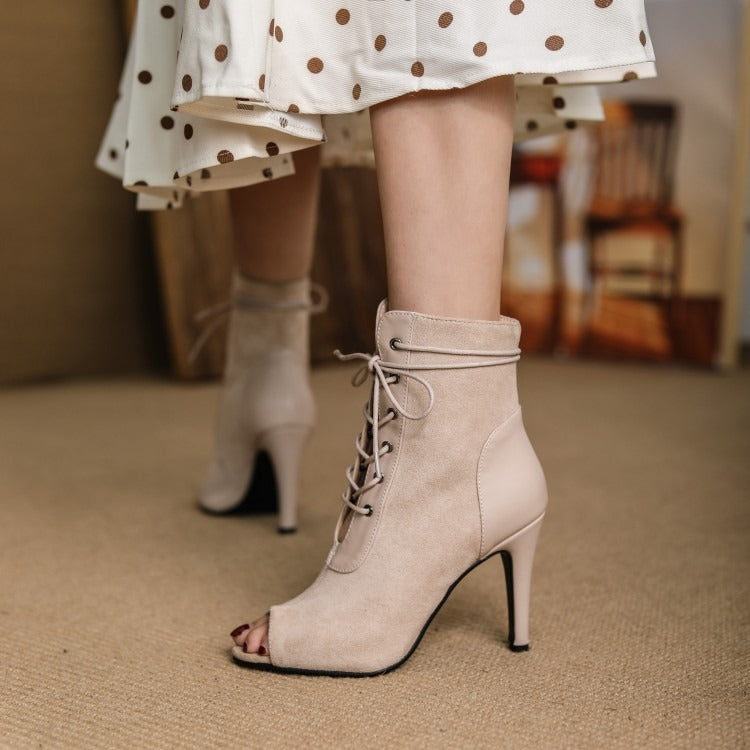 Lace-Up Hollow High Heel Open Toe Women's Dance Shoes - Harmony Gallery