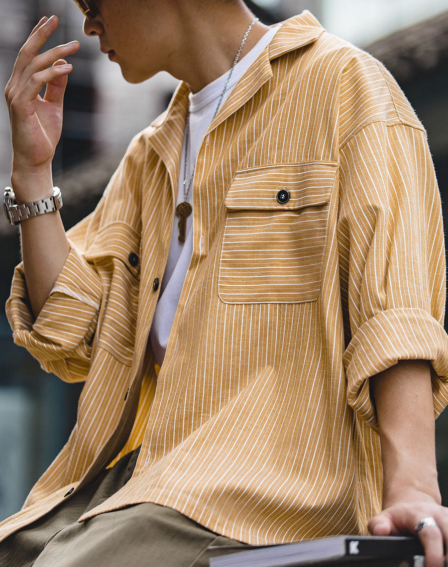 Yellow striped hot sale button down