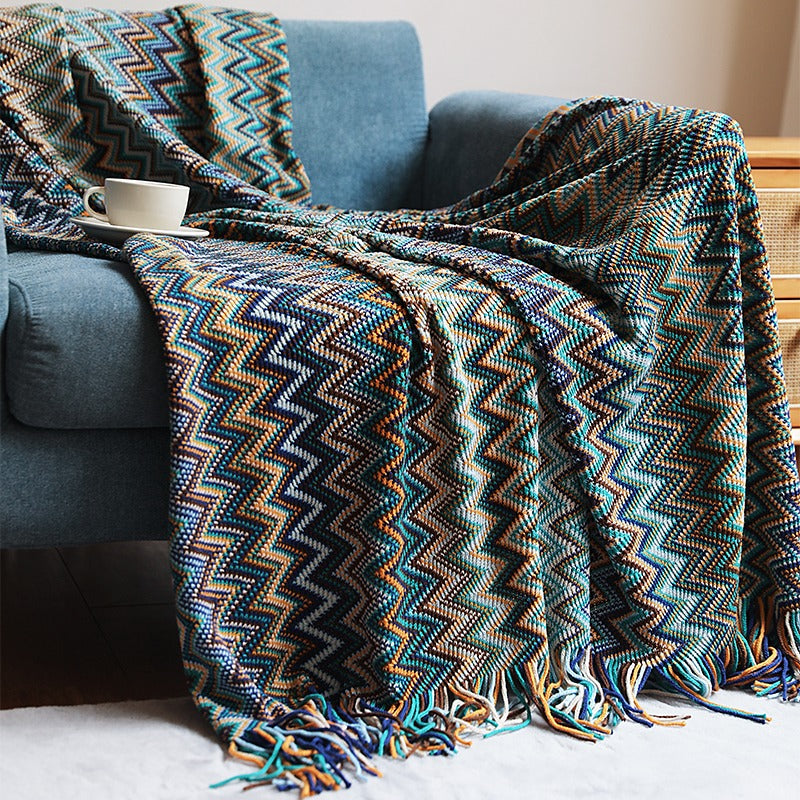 Bohemian Ethnic Knitted Decoration Tapestry Blanket
