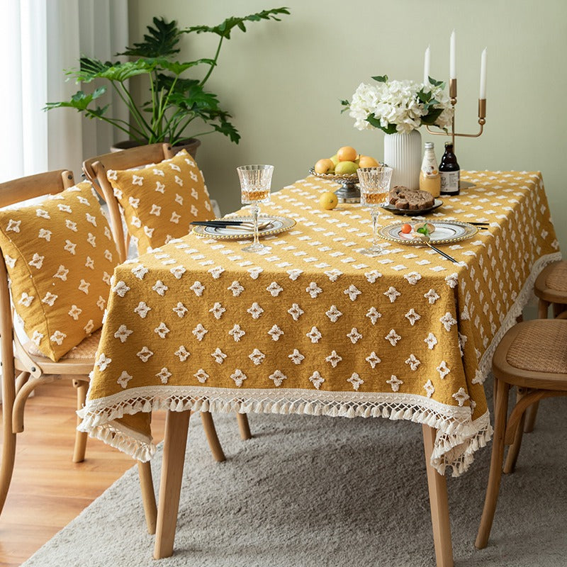 Floral Yellow Nordic Fresh Rectangular Dining Tablecloths - Harmony Gallery