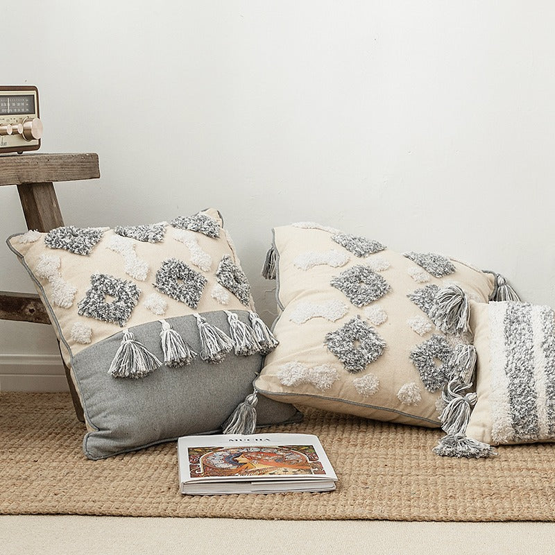 Handmade Cotton Moroccan Tufted Pillow Sofa Cushion - Harmony Gallery
