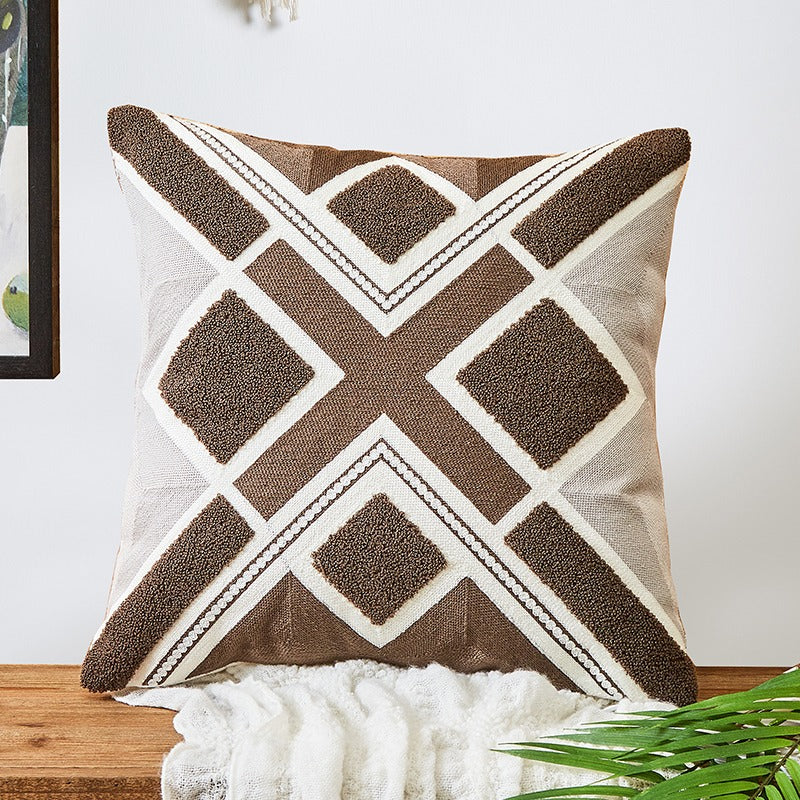 Nordic Simple Cotton Embroidery Living Room Sofa Cushion - Harmony Gallery