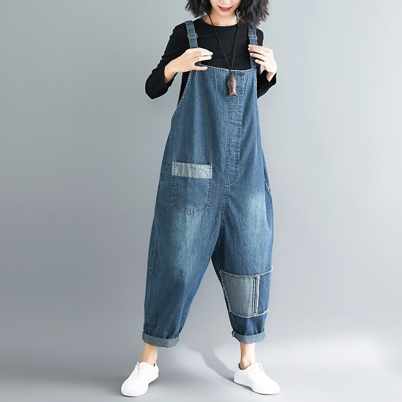 Ripped Patch Literary Retro Harlan Women's Overall - Harmony Gallery