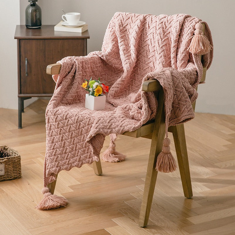 Knitted Nordic Quilt Tassel Winter Sofa Blanket - Harmony Gallery